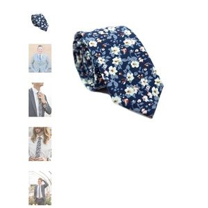 Dazi Navy Blue Floral Skinny Ties